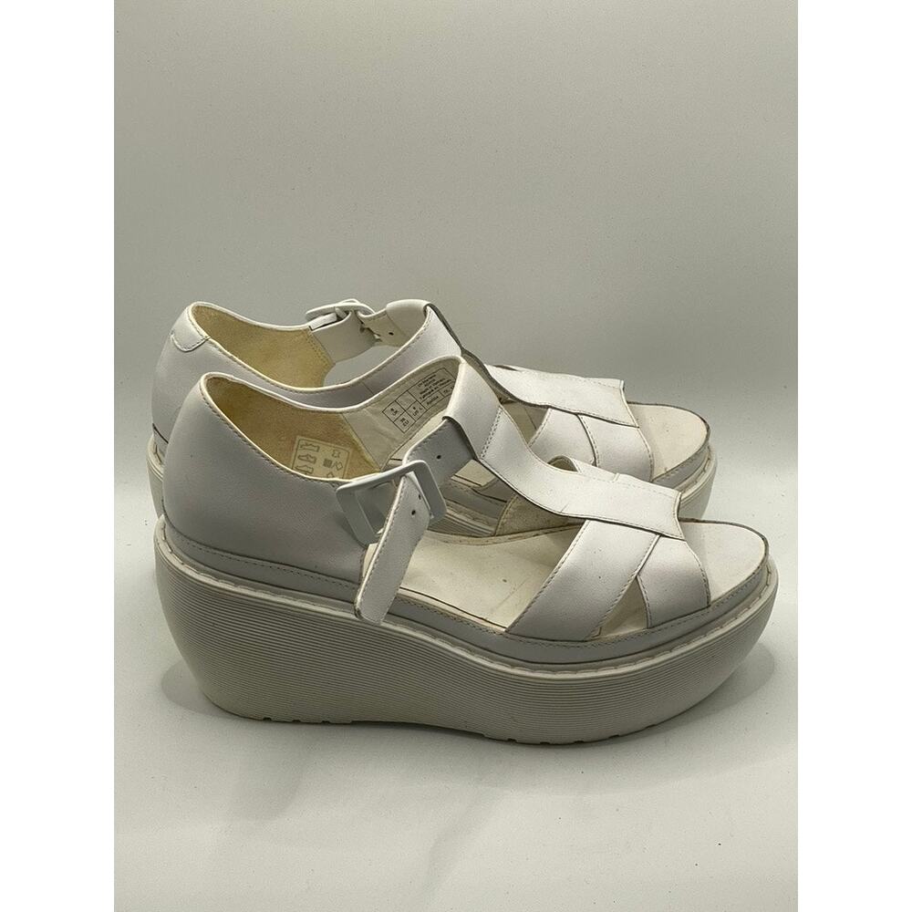 Dr. Martens White Platform T-Strap Wedge Sandals - Picture 3 of 11